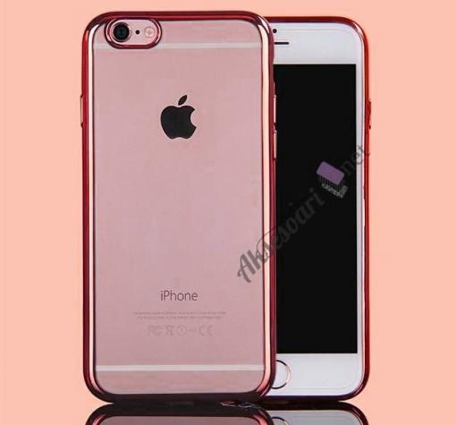 Силиконов калъф / гръб / TPU Sunix за Apple iPhone 6 / iPhone 6S - прозрачен / тъмно розов кант