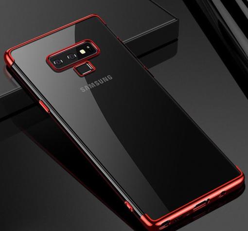 Луксозен силиконов калъф / гръб / TPU Fashion Case за Samsung Note 9 - прозрачен / червен кант