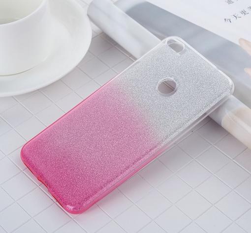 Силиконов калъф / гръб / TPU за Xiaomi Redmi Note 5A - преливащ / сребристо и розово / брокат