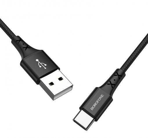 USB кабел за зареждане и пренос на данни / BOROFONE Type C кабел BX20 1m. FAST 2A - черен