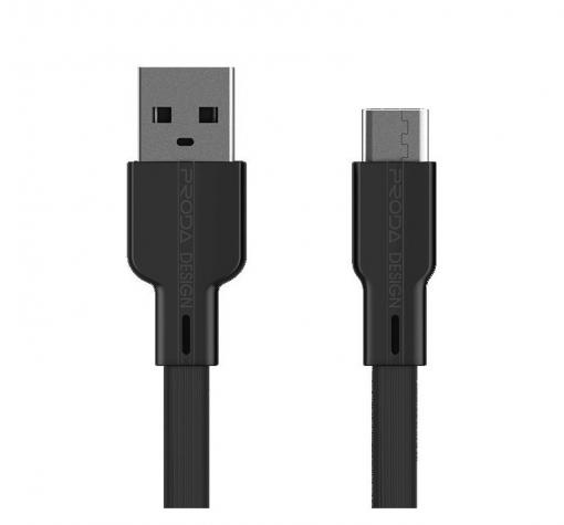 Оригинален USB кабел Proda Fons Series PD-B18a 2.1A Charging Data Cable / Type-C / 1.0м - черен