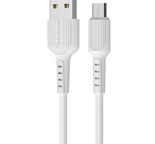 USB кабел за зареждане и пренос на данни / Micro USB кабел BOROFONE BX16 1m. FAST - бял