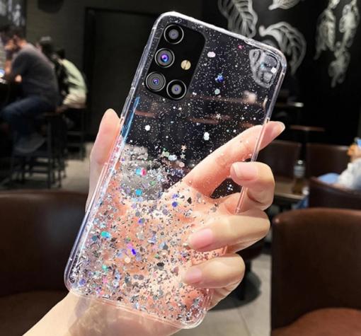 Силиконов калъф / гръб / TPU Brillant Clear Case за Samsung S21 - прозрачен / сребрист брокат