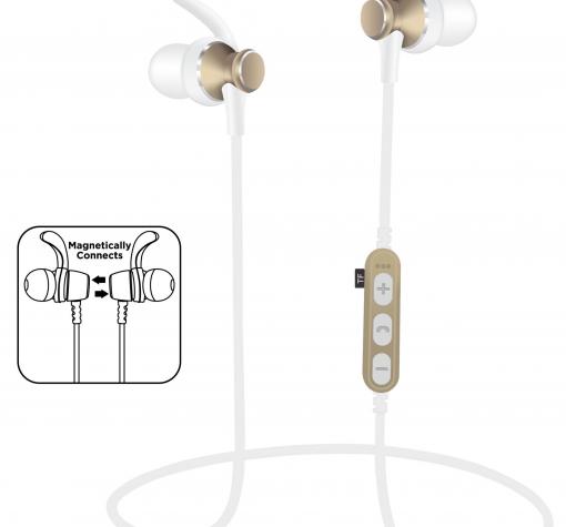 Стерео Bluetooth / Wireless слушалки MS-T4 /sport/ - бели със златисто