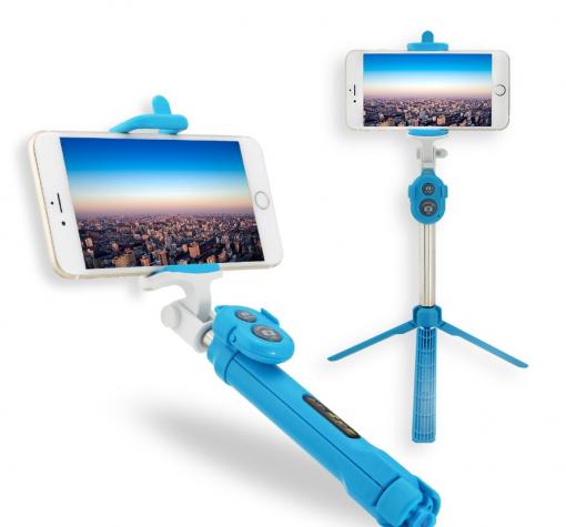 Селфи Стик Tripod със Bluetooth / Bluetooth Tripod Selfie Stick - син