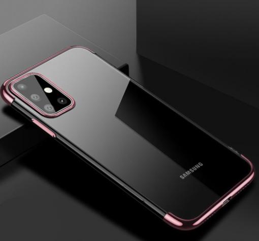 Луксозен силиконов калъф / гръб / TPU за Samsung Note 10 Lite / A81 - прозрачен / Rose Gold кант