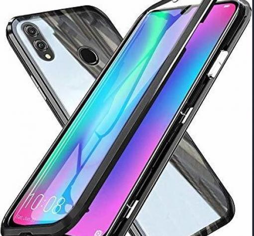 Магнитен калъф Bumper Case 360° FULL за Huawei Y7 2019 - прозрачен / черна рамка