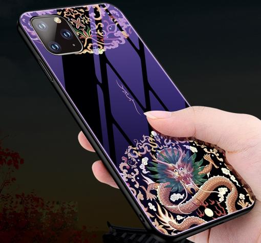 Луксозен стъклен твърд гръб за Apple iPhone 11 6.1'' - дракон