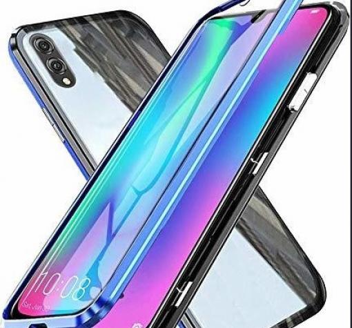 Магнитен калъф Bumper Case 360° FULL за Huawei Y5 2019 - прозрачен / синя рамка
