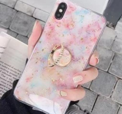 Силиконов калъф / гръб / TPU с Popsocket за Apple iPhone X / iPhone XS - брокат / цветен 3
