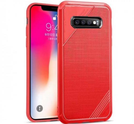 Луксозен силиконов калъф / гръб / TPU Cross Pattern за Samsung S10 Plus - червен