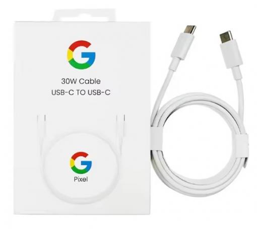 Оригинален USB кабел Google Cable за зареждане и пренос на данни / USB-C to USB-C 30W 1m - бял