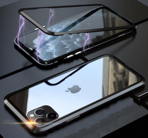 Магнитен калъф Bumper Case 360° FULL за Apple iPhone 11 Pro 5.8" - прозрачен / черна рамка