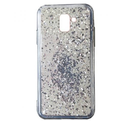 Луксозен твърд гръб 3D Water Case за Samsung S9 G960 - прозрачен / течен гръб с брокат / сребрист