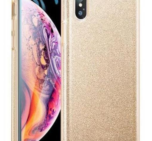 Силиконов калъф / гръб / TPU за Samsung A70 - златист / брокат