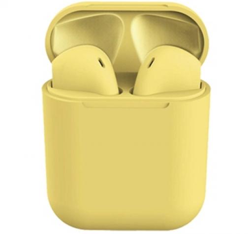 Безжични Bluetooth 5.0 слушалки i12 TWS / In-ear с тъч контрол - жълти