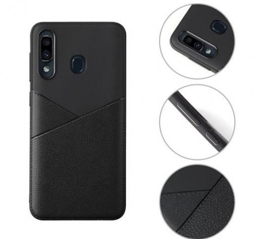 Луксозен силиконов калъф / гръб / TPU за Huawei P30 Lite - черен / имитиращ кожа