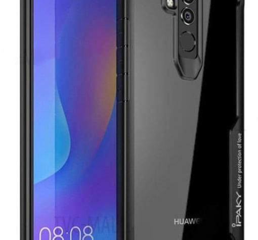 Луксозен твърд гръб IPAKY за Huawei Mate 20 Lite - прозрачен / силиконов черен кант