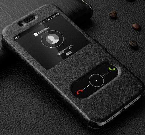 Кожен калъф Flip тефтер S-View със стойка за Sony Xperia XA2 - черен