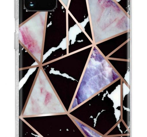 Луксозен силиконов калъф / гръб / TPU Glometric Marble за Samsung A21s - черен