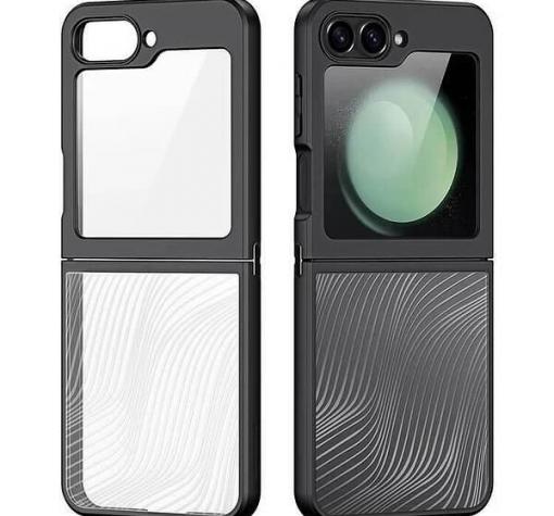 Луксозен силиконов калъф / кейс / Premium Case за Samsung Z Flip 6 - прозрачен / черна рамка