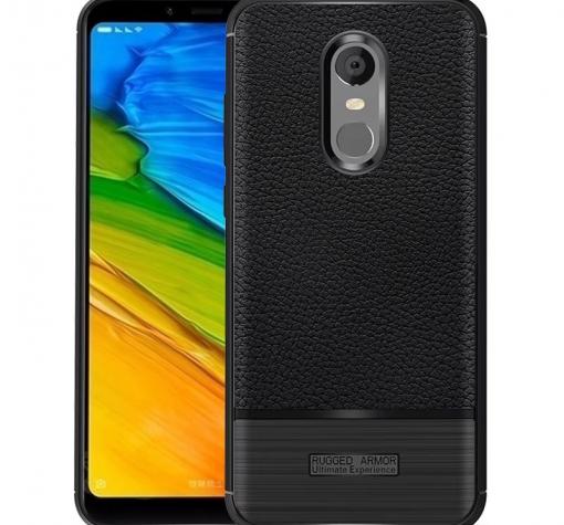 Луксозен силиконов калъф / гръб / TPU за Xiaomi RedMi 5 - черен / имитиращ кожа / Rugged Armor