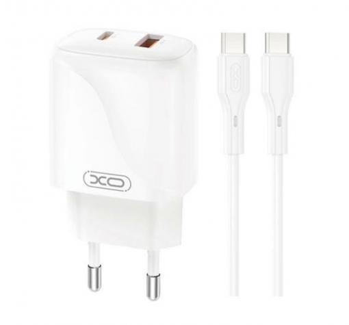Зарядно/Адаптер 220V / XO-L158 / PD 20W, USB QC 3.0 18W + Type-C - Lightning Кабел