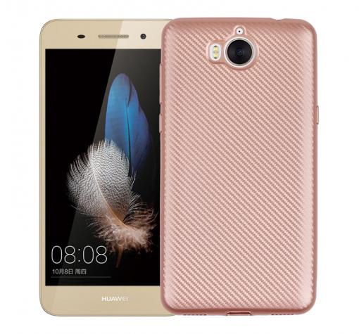 Силиконов калъф / гръб / TPU за Huawei Y5 2017 / Huawei Y6 2017 - Rose Gold / Carbon