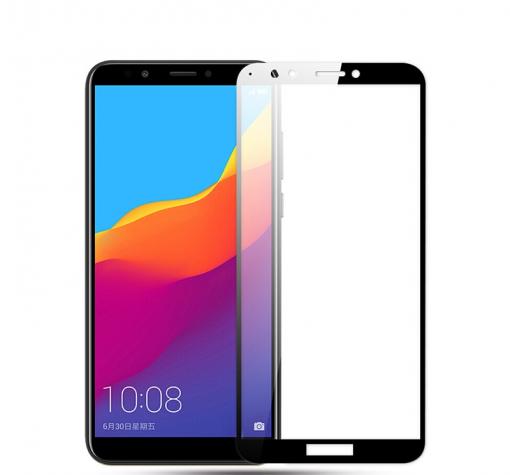 Удароустойчив протектор Full Cover / Nano Flexible Screen Protector с лепило по цялата повърхност за дисплей на Huawei Y6 2018 / Honor 7A - черен
