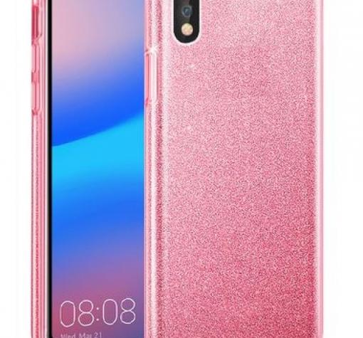 Силиконов калъф / гръб / TPU за Samsung A10 - розов / брокат