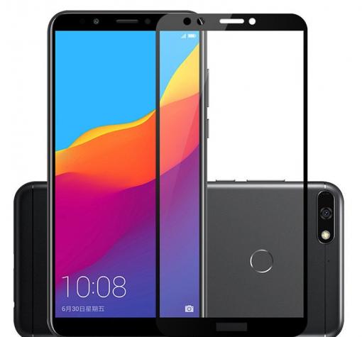 3D full cover Tempered glass screen protector Huawei Y7 2018 / Извит стъклен скрийн протектор Huawei Y7 2018 - черен