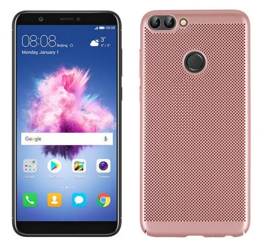Луксозен твърд гръб за Huawei Y7 2018 - Rose Gold / Grid