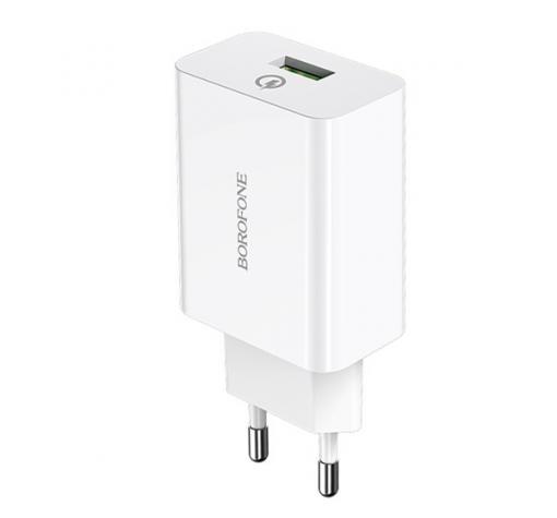Универсално зарядно / адаптер / 220V BOROFONE Qualcomm 3 BA21A 3.0A - бяло