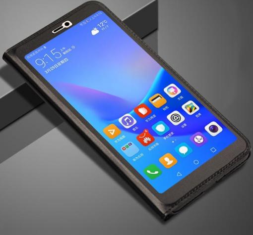 Луксозен кожен калъф Active Flip Cover за Huawei Y7 Prime (2018) - черен