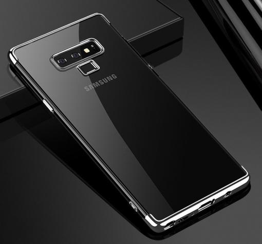 Луксозен силиконов калъф / гръб / TPU Fashion Case за Samsung Note 9 - прозрачен / сребрист кант