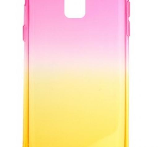 Силиконов калъф / гръб / TPU за Samsung A8 2018 A530F - розово и жълто / преливащ