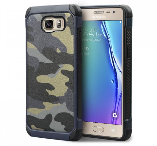 Твърд гръб със силиконов кант Camo Series за Samsung S7 Edge G935 - синьо-сив / камуфлаж