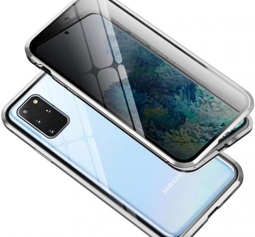 Магнитен калъф Bumper Case 360° FULL за Samsung S20 - прозрачен / сребриста рамка