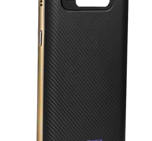 Луксозен твърд гръб за Samsung S8 Plus G955 - черен / златист кант / Carbon