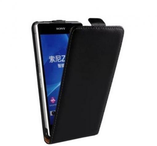Кожен калъф Flip тефтер за Sony Xperia Z2 - черен