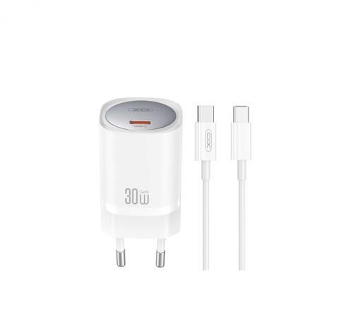 Зарядно устройство комплект XO CE20 PD 30W 1x USB-C + кабел USB-C - USB-C