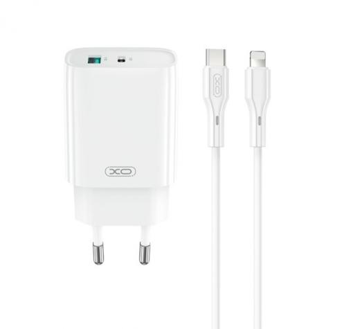 Зарядно устройство комплект XO CE30 PD 30W 1x USB-C 1x USB + USB-C - Lightning кабел