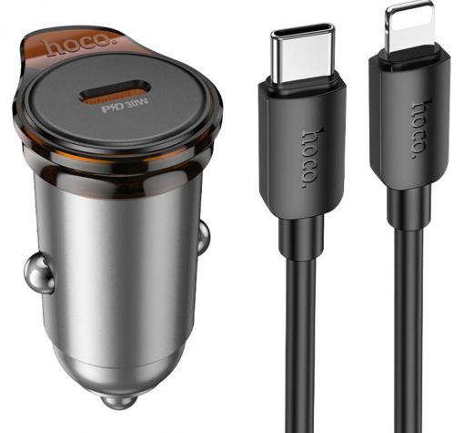 Зарядно устройство за кола комплект HOCO NZ16 PD 30W 1x USB-C с кабел USB-C - Lightning