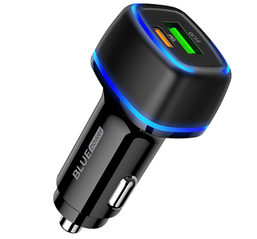 Универсално зарядно за кола преходник адаптер BLUE Power BBZ14A с USB и type C изход 12V 20W - черно