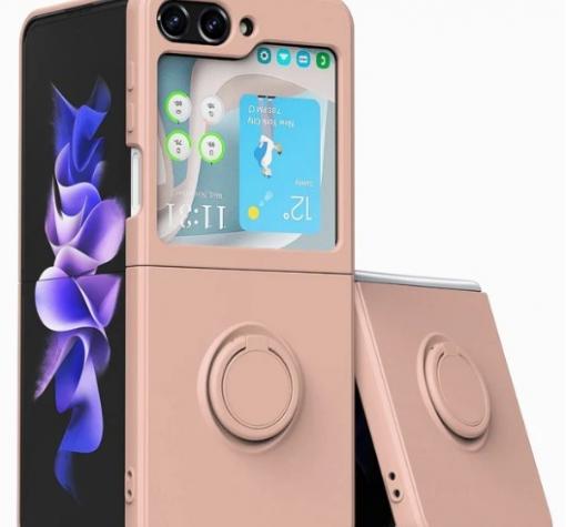 Силиконов твърд гръб TPU кейс / Case Magnetic Finger Ring Car Holder за Samsung Z Flip 5 - телесен