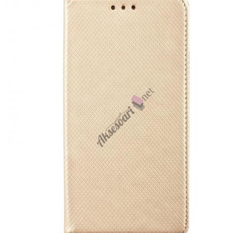 Кожен калъф Flip тефтер Flexi със стойка за Samsung A3 2017 A320 - златист / ромбове