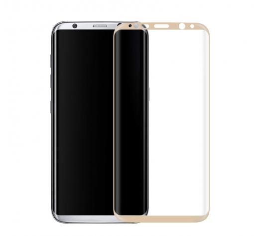 3D full cover Tempered glass screen protector за Samsung S8 G950 / Извит стъклен скрийн протектор за Samsung S8 G950 - златист