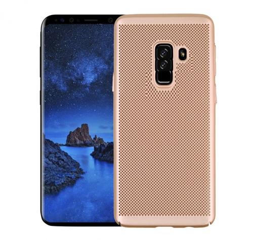 Луксозен твърд гръб за Samsung A6 Plus 2018 - златист / Grid