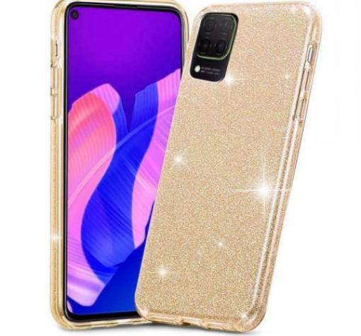 Силиконов калъф / гръб / TPU за Samsung A42 - златист / брокат