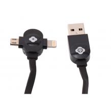 USB кабел за зареждане и пренос на данни TOTU Design Both Wings за Apple iPhone, Samsung, LG, HTC, Sony, Lenovo и други - 2 в 1 / 60 см - черен